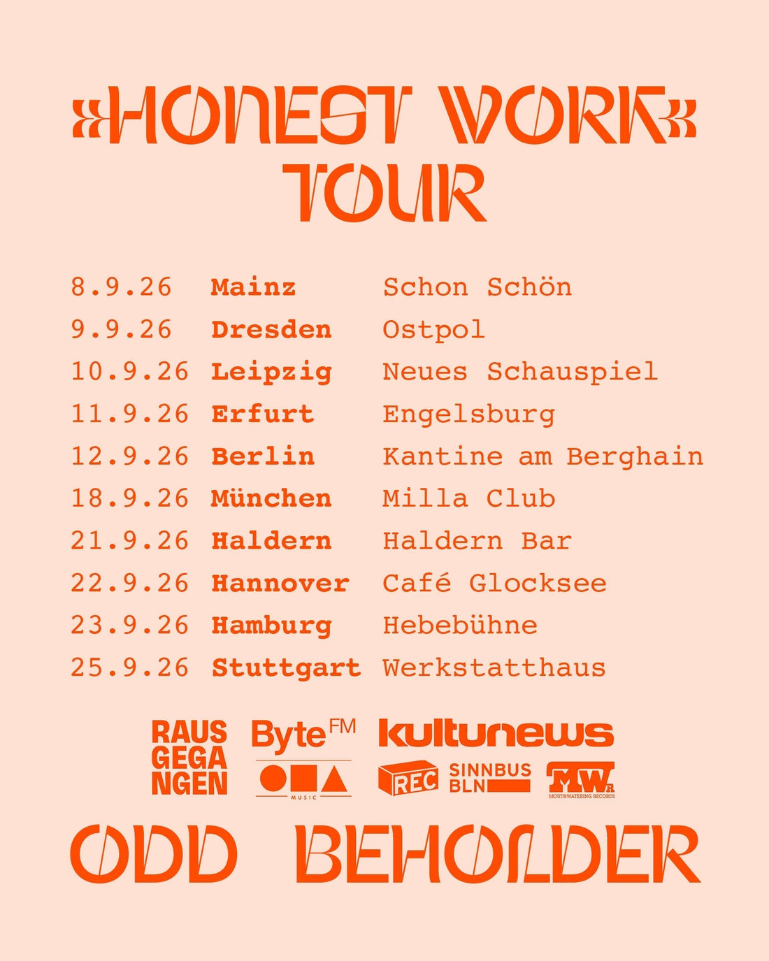 Odd Beholder: tour dates in September 2026